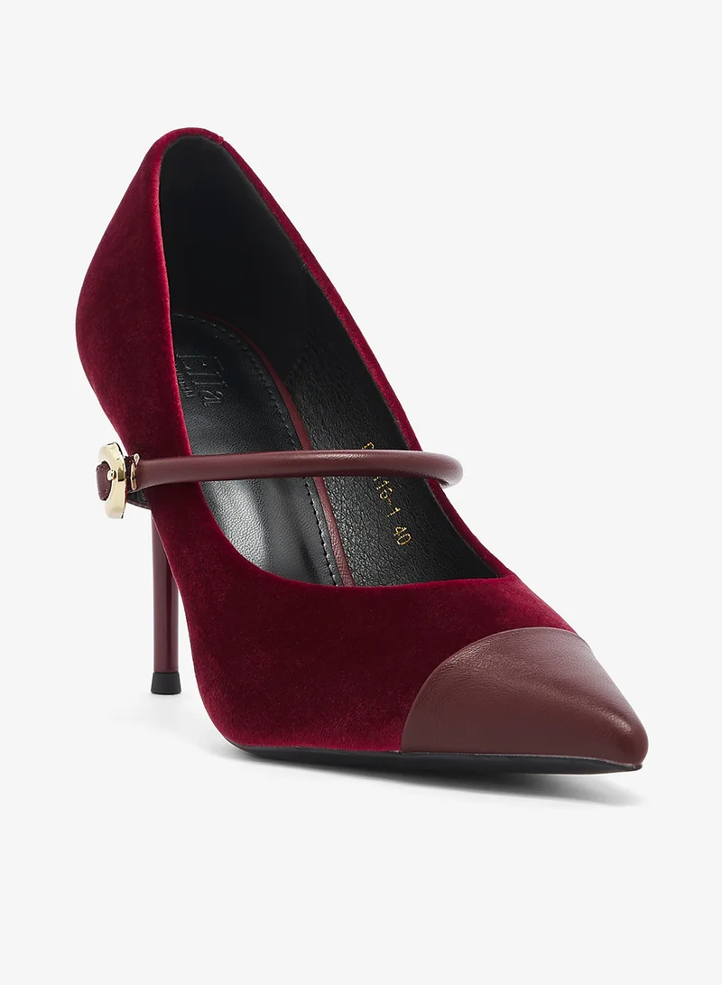 ELLA Suede Strap Buckle Detail High Heel Pumps